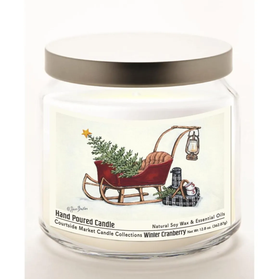 Courtside Market Believe Wax Candle In Glass Jar With Silver Lid