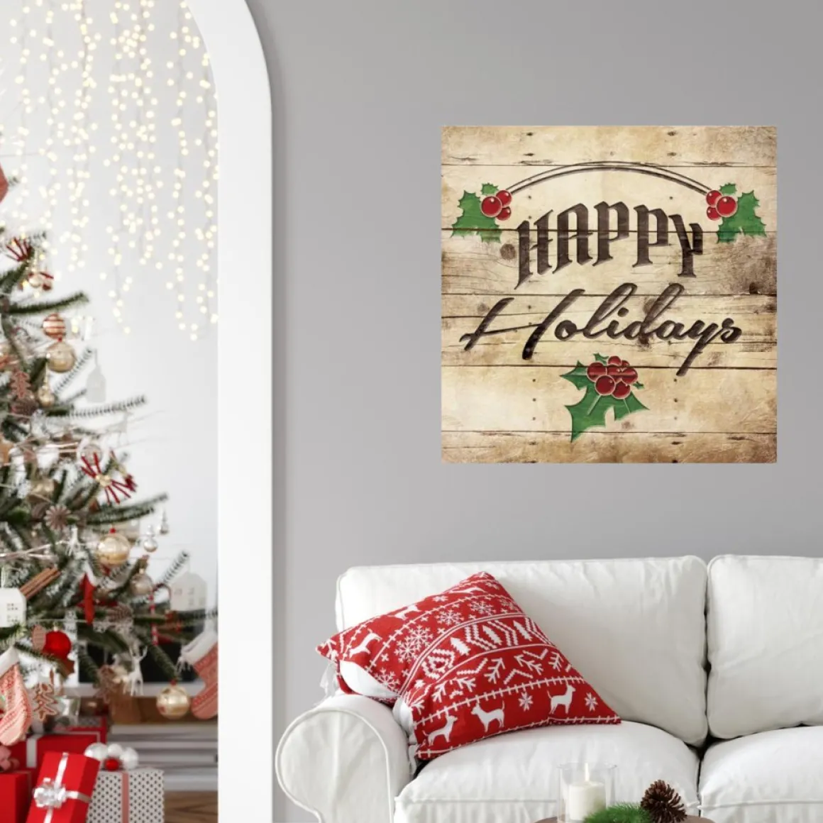 Courtside Market Happy Holiday 24"X24" Decal Wall Art