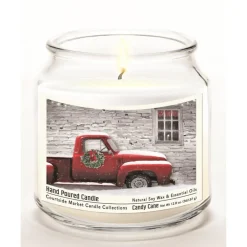 Courtside Market Red Pick-Up Truck With Wreath Wax Infused Candle