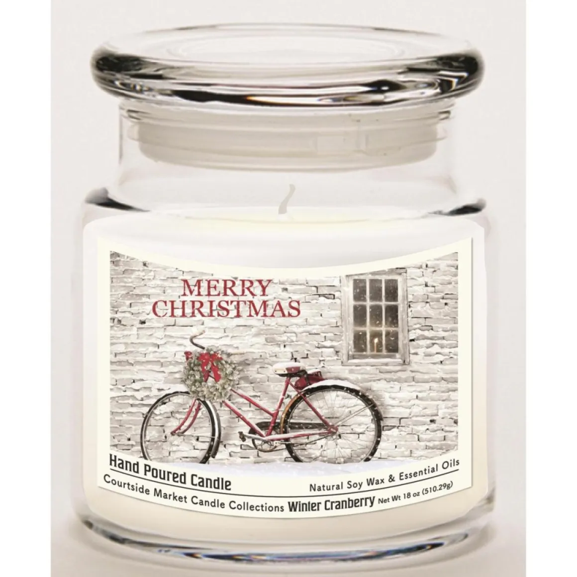 Courtside Market Soy Candle W/ Essential Oils + Lid - Merry Christmas