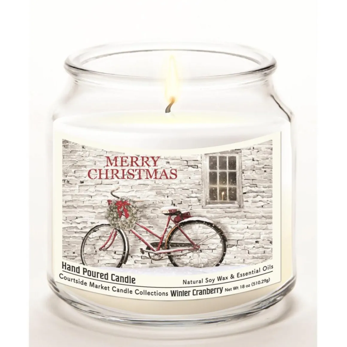 Courtside Market Soy Candle W/ Essential Oils + Lid - Merry Christmas