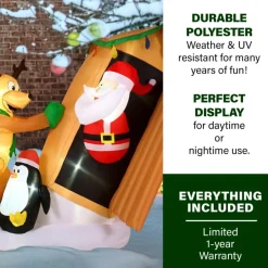 Fraser Hill Farm 4-Ft. Tall Pre-Lit Inflatable Santa In Outhouse