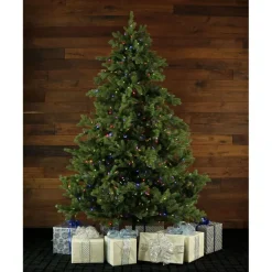 9-Ft. Foxtail Pine Christmas Tree With Multi-Color Led String Lighting