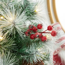 Glitzhome 5Ft Pre-Lit Artificial Christmas Porch Tree With Pinecones