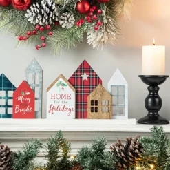 Glitzhome 20In L Christmas House Wooden Decor