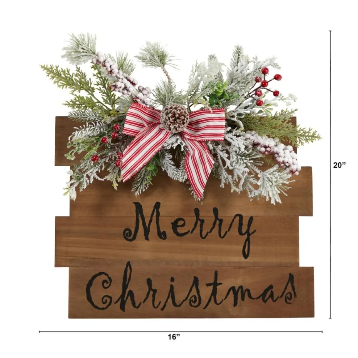 20In. Christmas Wall Hanger With Stripped Bow