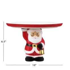 Mr. Christmas 10" Nostalgic Cake Plate - White Santa