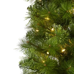 Nearly Natural 7' Green Pencil Christmas Tree With 150 Led Lights