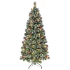 Puleo International 6.5' Pre-Lit Snowy Pine Tree 200 Warm White Lights