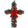 The Gerson Company 24" Greenery Cross W/ Red Berries & Red Bow Stake