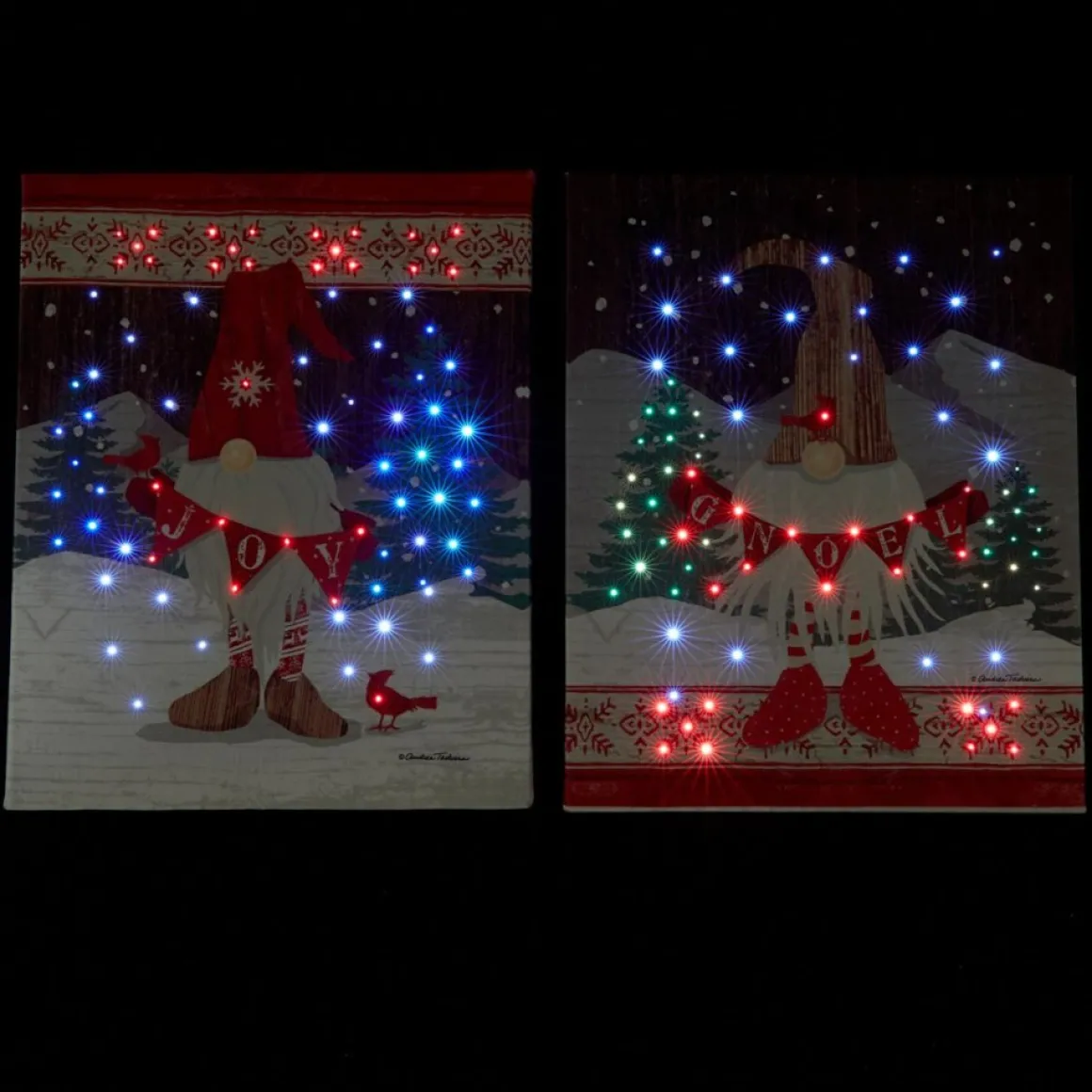 Winter Lane Illuminated Holiday Gnomes Canvas - 2-Pack